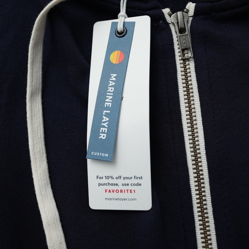 Oracle Hoodie Men Marine Layer Dark Blue Full Zip Fleece Cloud World 22 Large - Picture 9 of 15